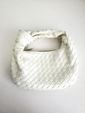 White Woven Hobo Bag - Unbranded